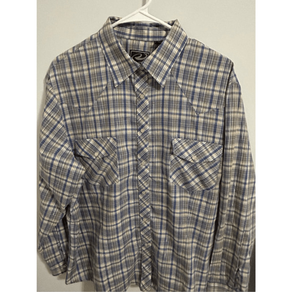 Roper Western Shirt Pearl Snap Button Down Gray Plaid Men’s size 2XL - Picture 3 of 6